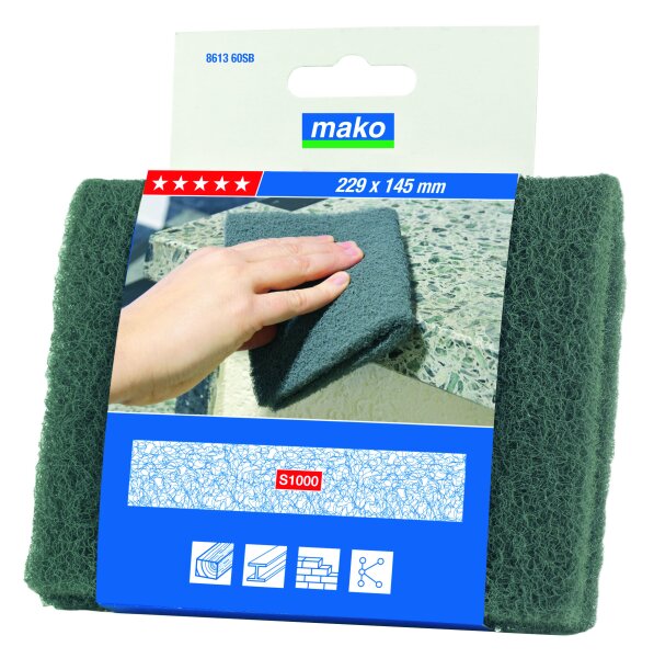 mako Schleif-Vlies PREMIUM S1000 / 229 x 145 mm, mit Schleifkörnern durchsetztes Nylonvlies