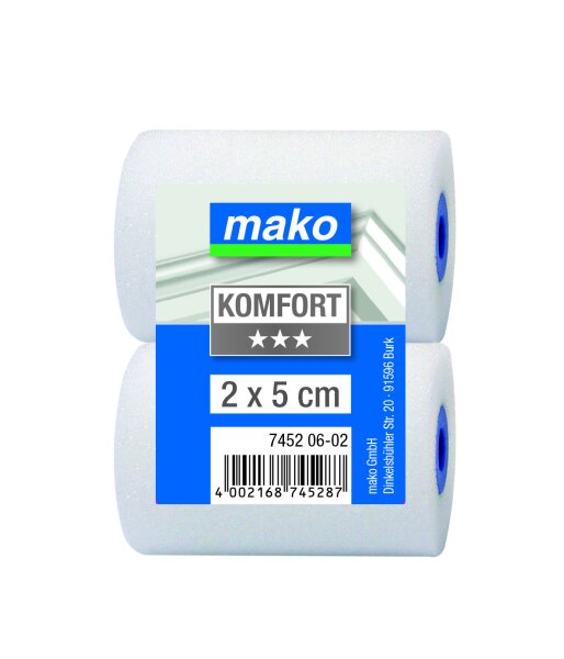 mako Lack-Mini Ersatzwalzen mako-poren superfein KOMFORT, 5 cm, gerade Walzen, 1 Stück