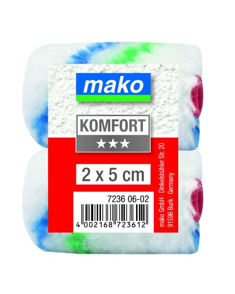 mako Kleinflächenroller-Mini-Ersatzwalzen mako-flor KOMFORT, 5 cm, 2 Stk im Polybeutel