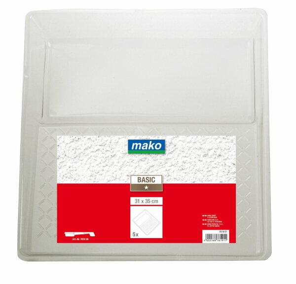 mako Set-Farbwanneneinsätze transparent BAISC 31 x 35 cm, Kunststoff, 5 Stück im Polybeutel