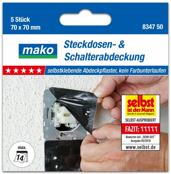 mako Steckdosen- und Schalterabdeckung PREMIUM 70 x 70 mm, selbstklebende Abdeckpflaster